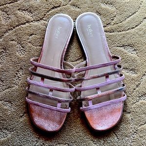 Pink shimmer and sueded sandals size 8 .